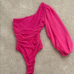 Pink One Shoulder Bodysuit